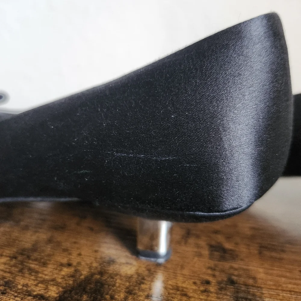 Prada Black Satin Bow Kitten Heels 6.5 - Picture 8 of 11